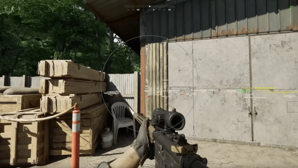 Screenshot highlighting enemy detection and tactical HUD elements